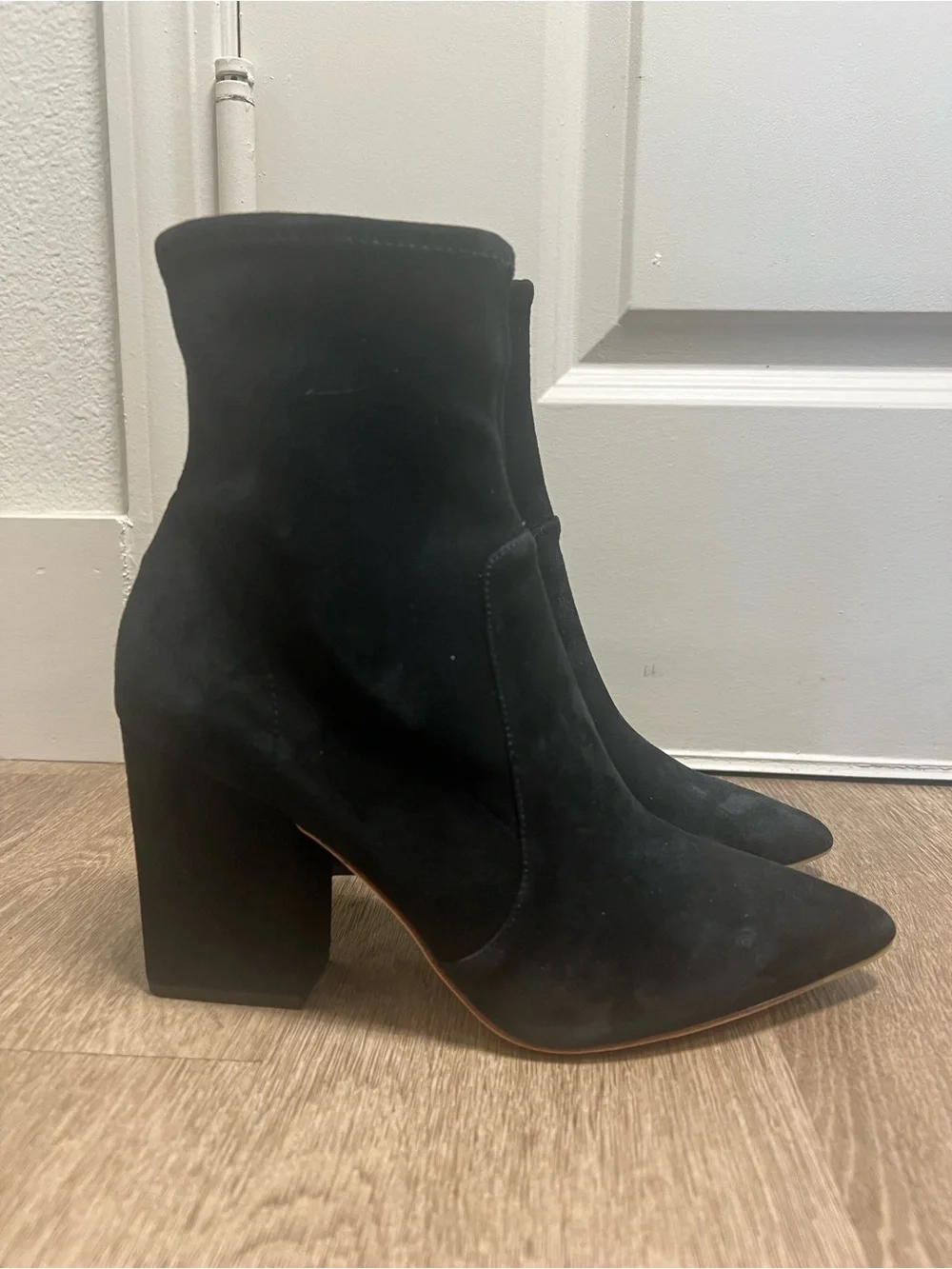 Loeffler Randall Isla Black Suede Pointed Toe Ankle Boots Size 9 NIB